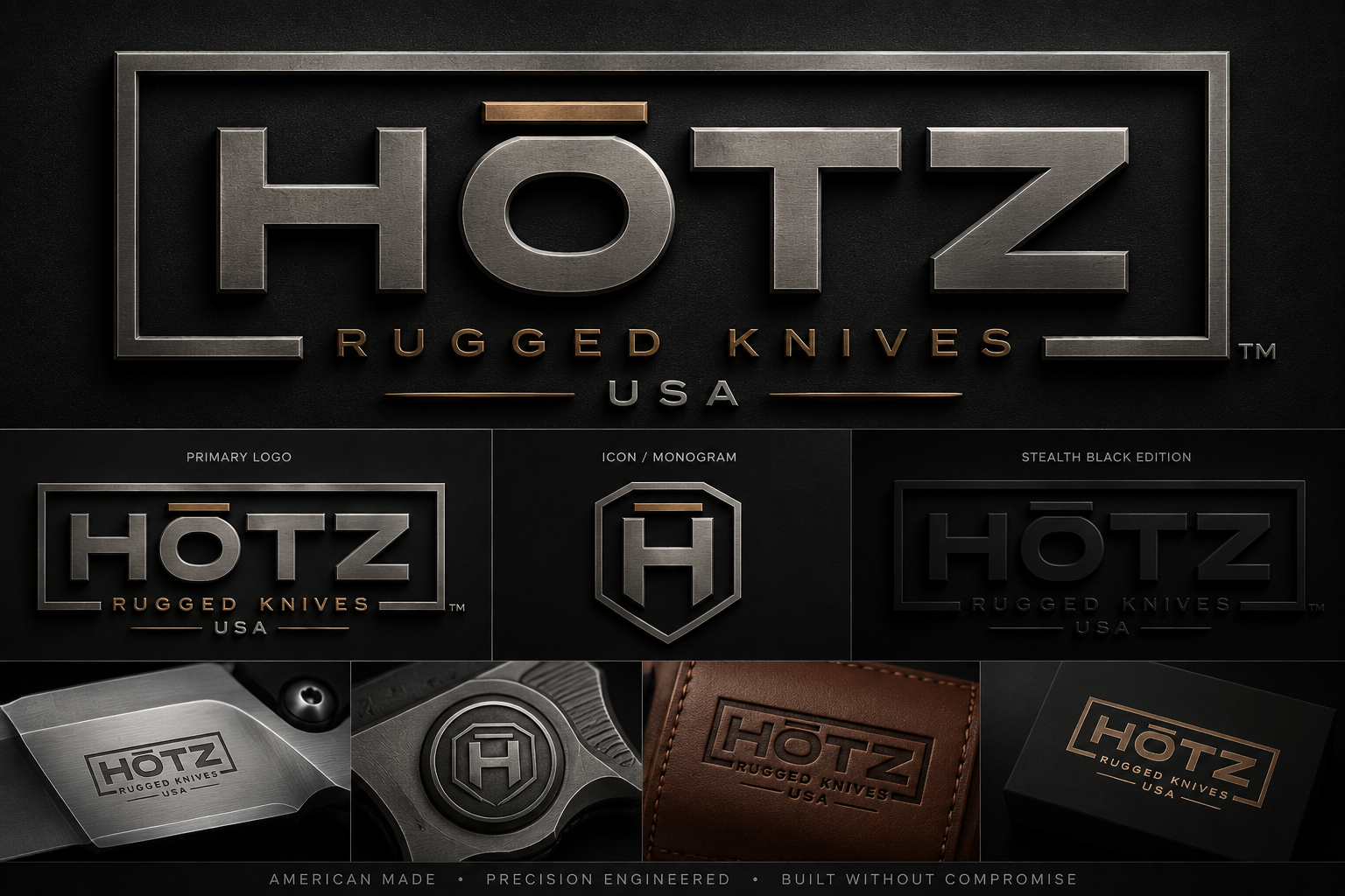 HöTZ Logo Set A — Modern Titanium, Stealth Black, Heritage Bronze, Ultra Modern Industrial