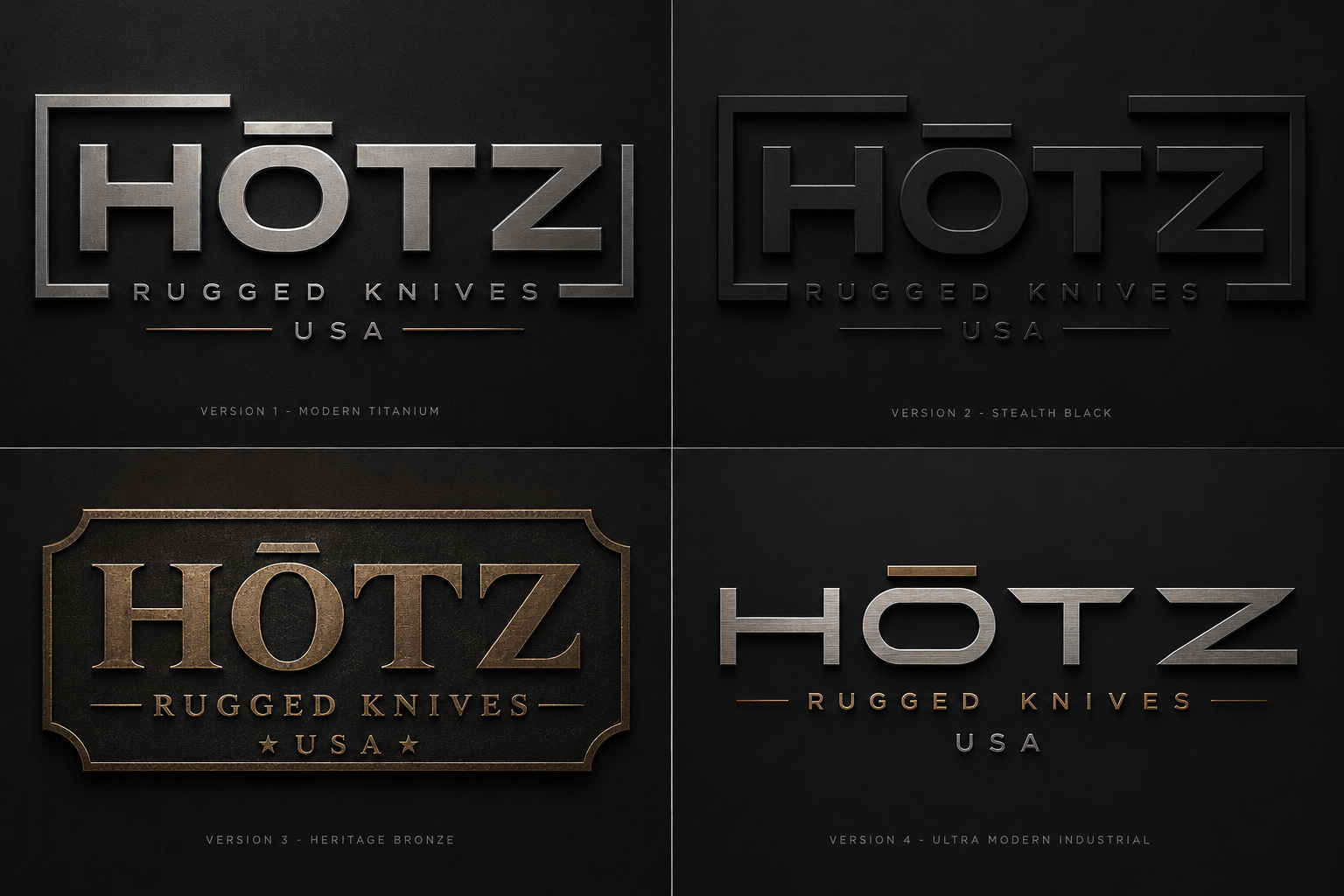 HöTZ Logo Set B — Integrated Blade, Blade Tip, Knife Profile Frame, Abstract Blade Mark